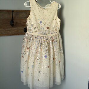 H&M Size 4T Cream Sequin Tulle Dress With Stars